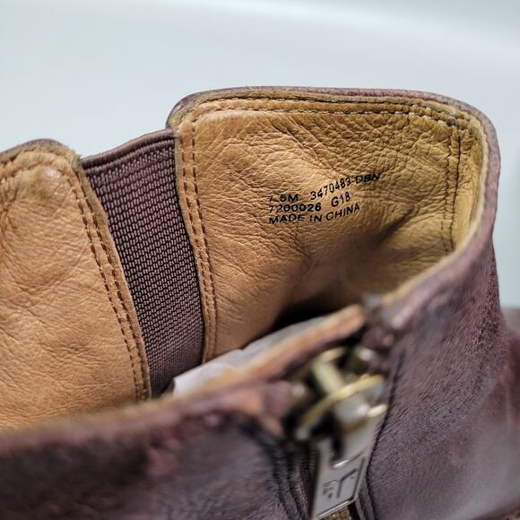 Womens Frye Jolene Inside Zip Short Brick Red Brown Boots Size 7.5 M Bootie - Picture 10 of 14